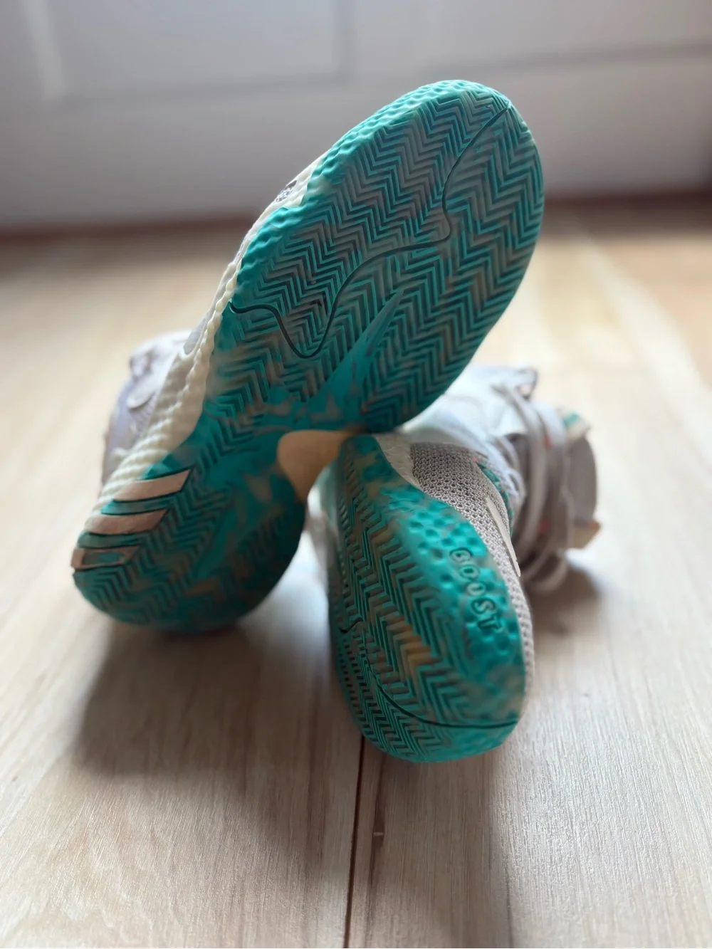 adidas Harden Vol 6 Basketball Shoes Mens Size 8 Cream Aqua Teal Athletic